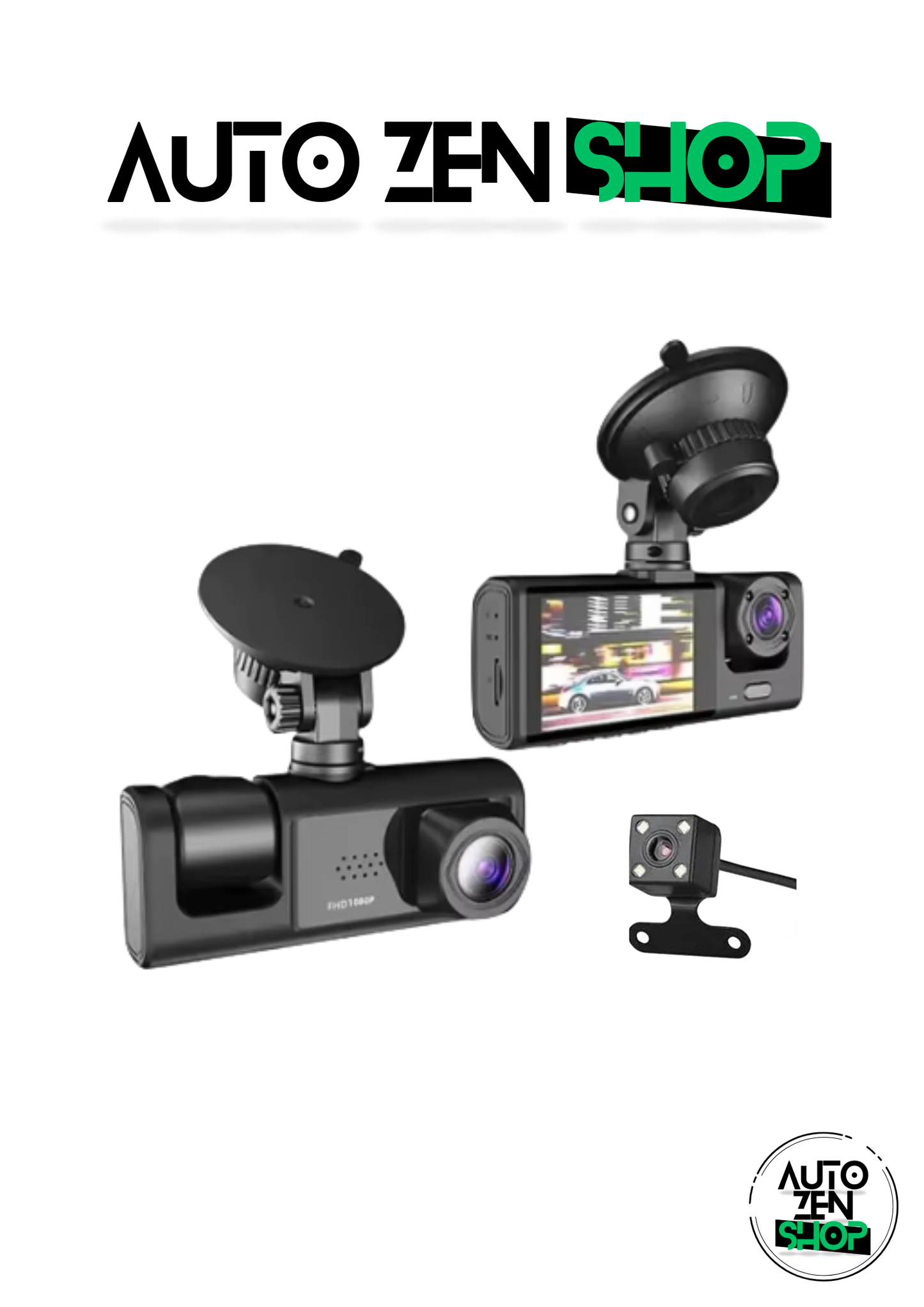 Dash Cam 3 Angles - 1080P - HD - MicroSD 32G