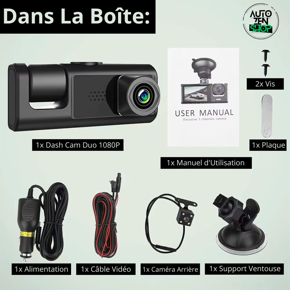 Dash Cam 3 Angles - 1080P - HD - MicroSD 32G