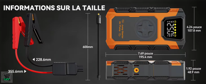 Booster 4en1 FEATOU 6000A (Booster / Gonfleur / Batterie Externe / Lampe Torche)