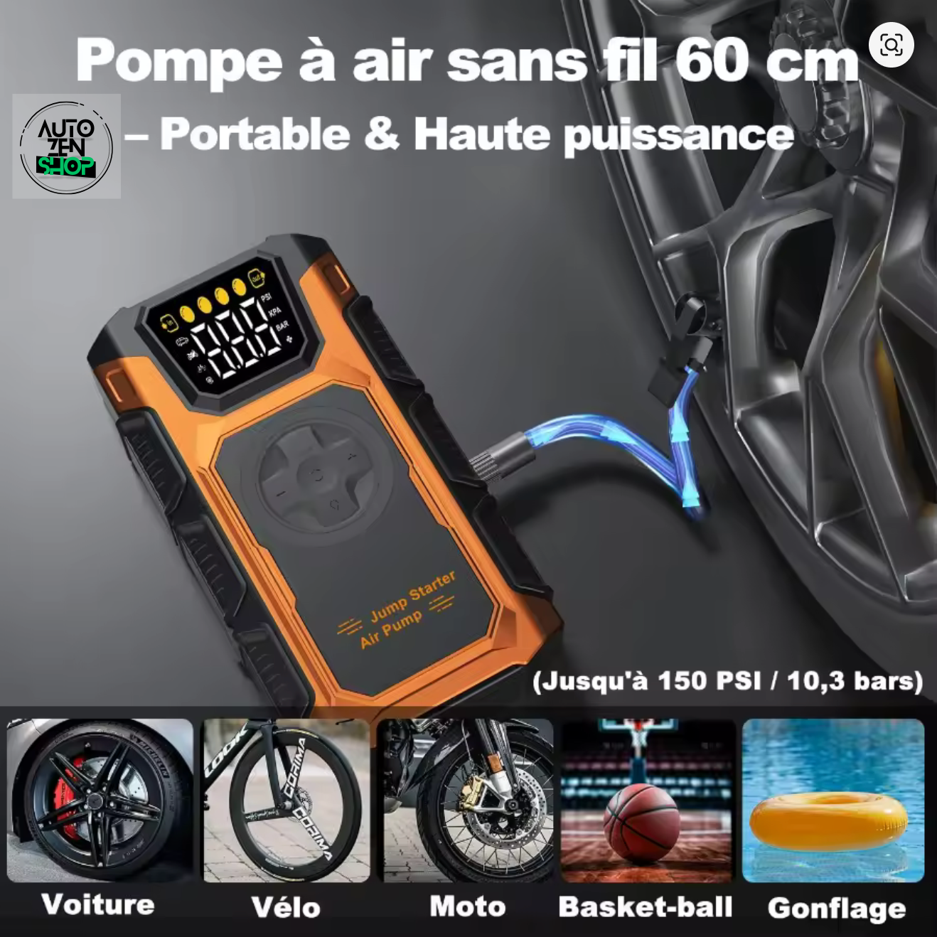 Booster 4en1 FEATOU 6000A (Booster / Gonfleur / Batterie Externe / Lampe Torche)