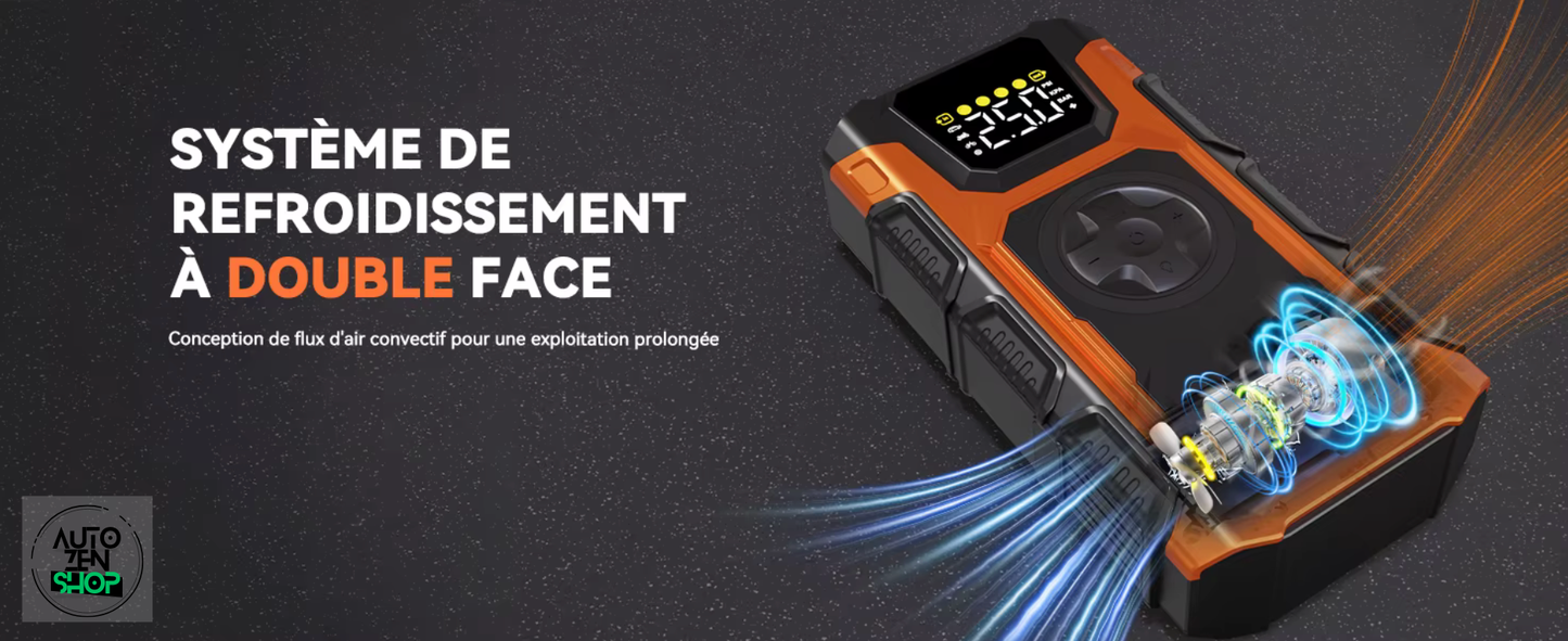 Booster 4en1 FEATOU 6000A (Booster / Gonfleur / Batterie Externe / Lampe Torche)